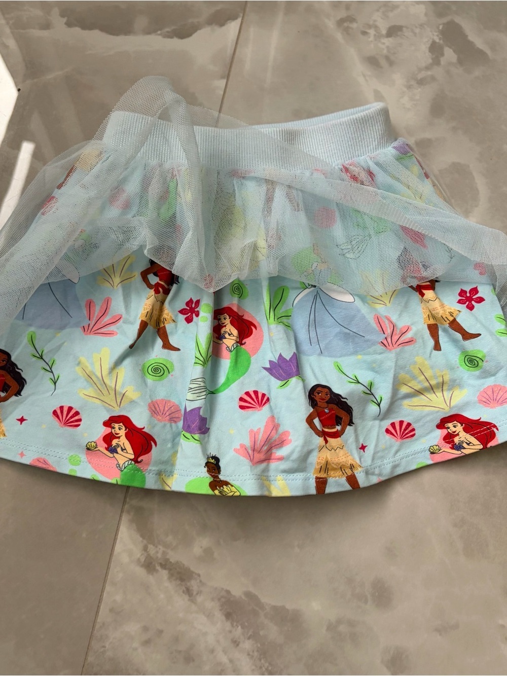 Disney Princess Girl tulle tutu skirt Skort featuring Moana Ariel Tiana Size 4 - Picture 2 of 5
